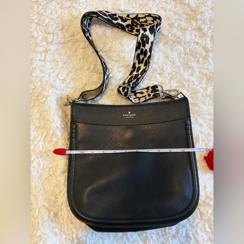 Kate Spade Black Crossbody Bag with Patterned Strap